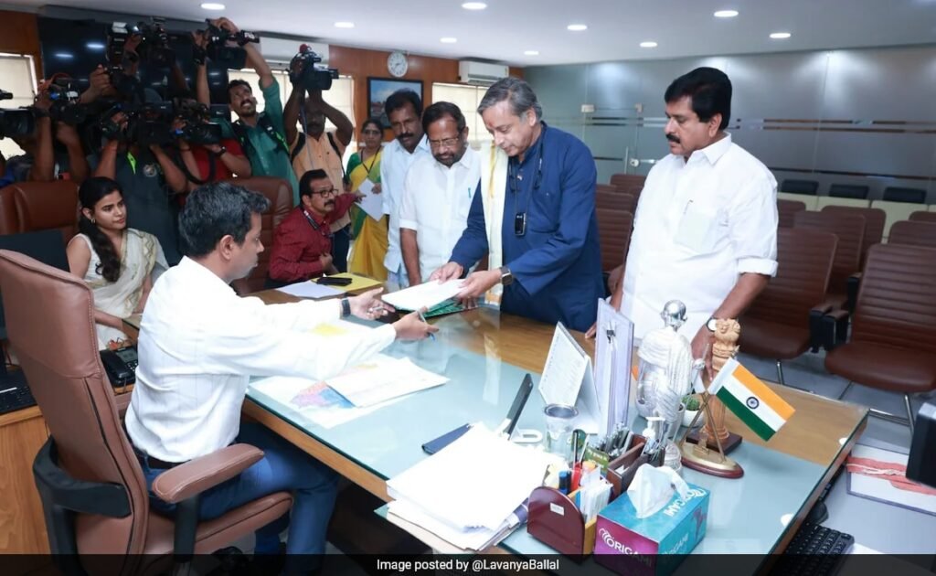 3-Time Thiruvananthapuram MP Shashi Tharoor Files Nomination For 4th Bid