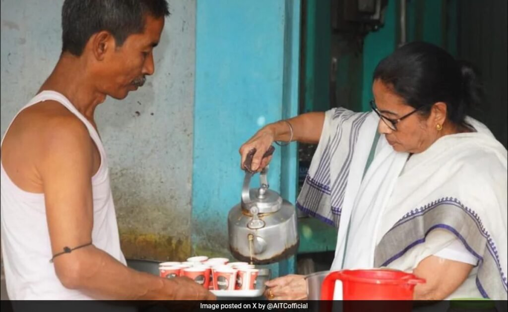 Mamata Banerjee Joins Tea Estate Workers At Farm, Serves Tea At Roadside Stall