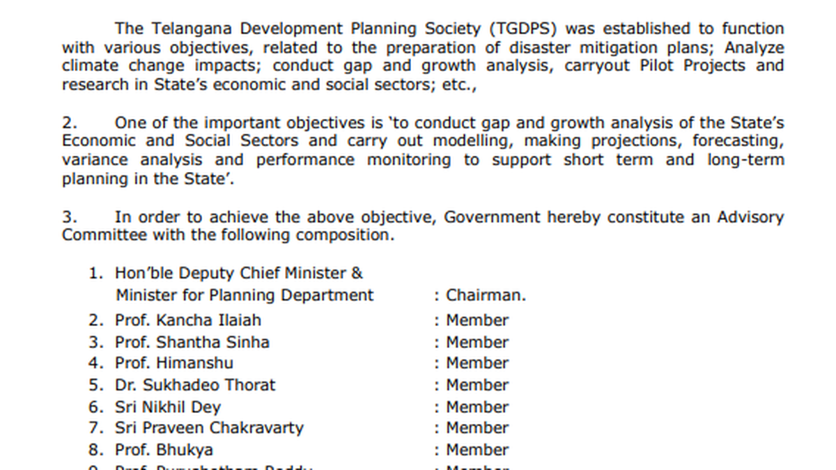 Telangana planning board advisory panel formed with Deputy CM as chief